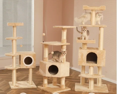 Multi-Cubby Wooden Cat Tree - Model MPJJH011 image 1