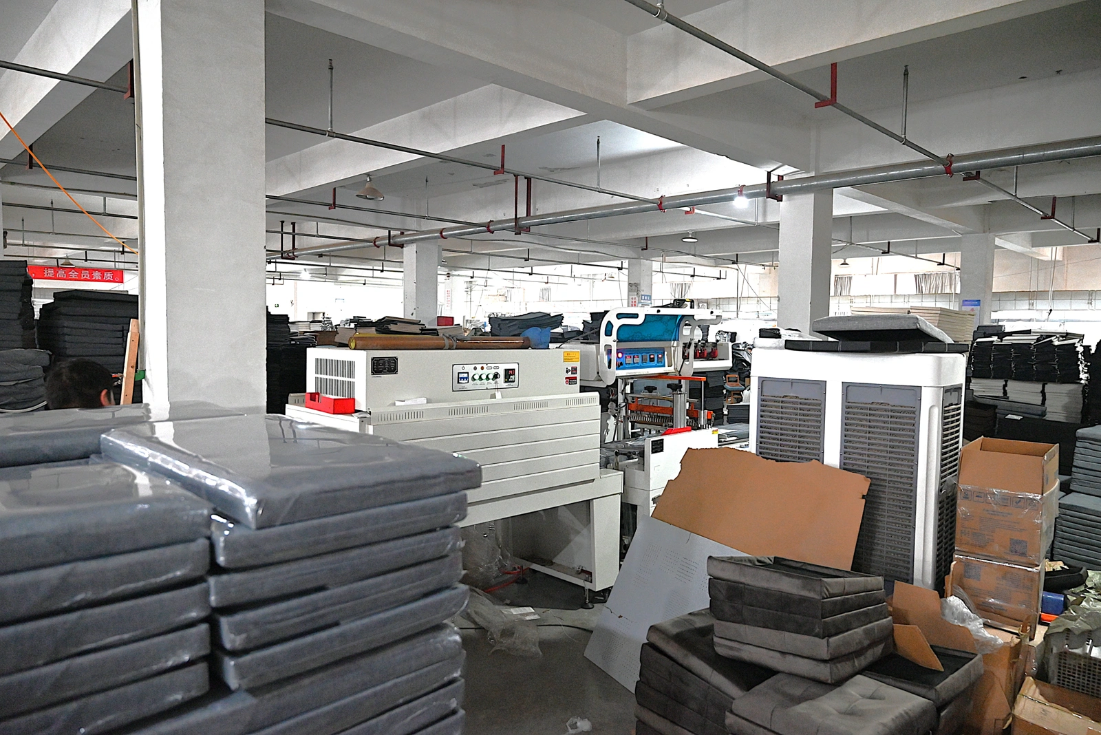 Production machines inside a pet product factory workshop
