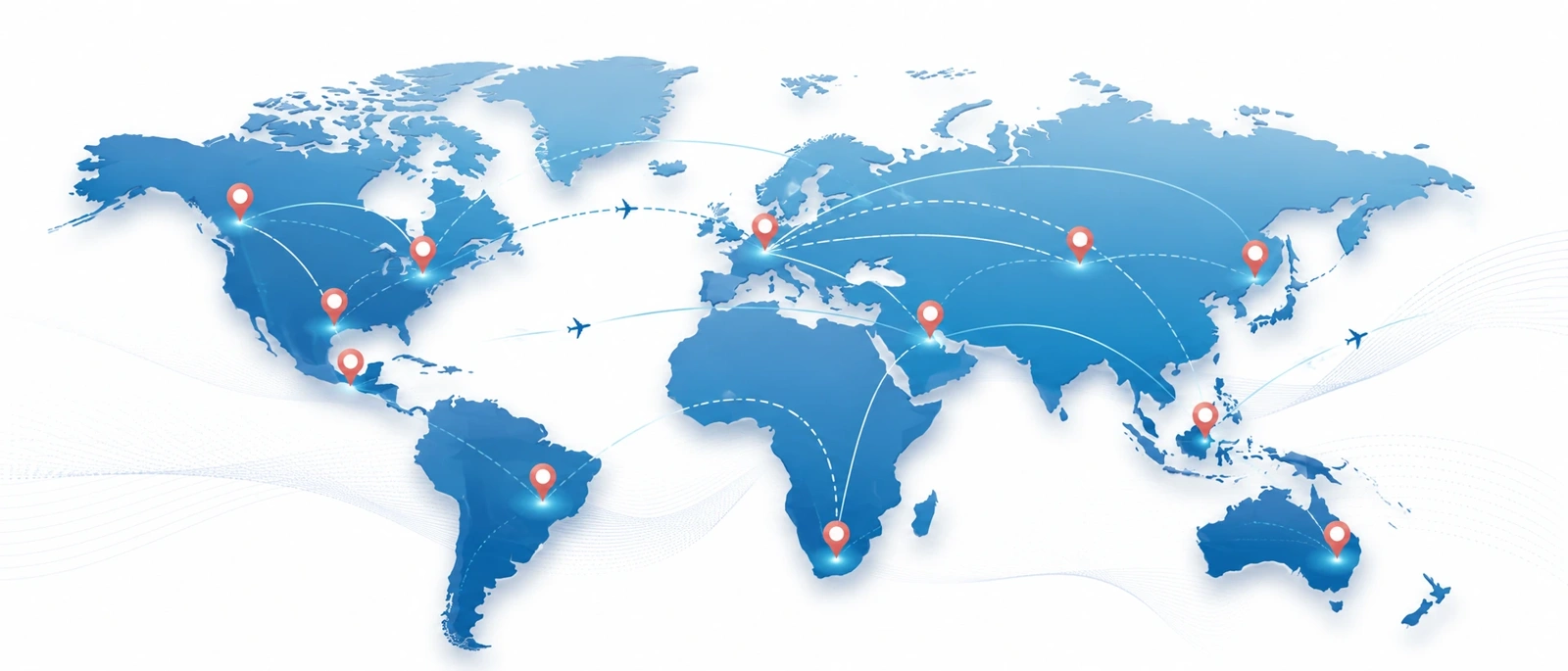 Global market map showing international pet product service coverage