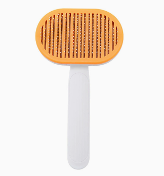 Curved Self-Cleaning Pet Grooming Brush