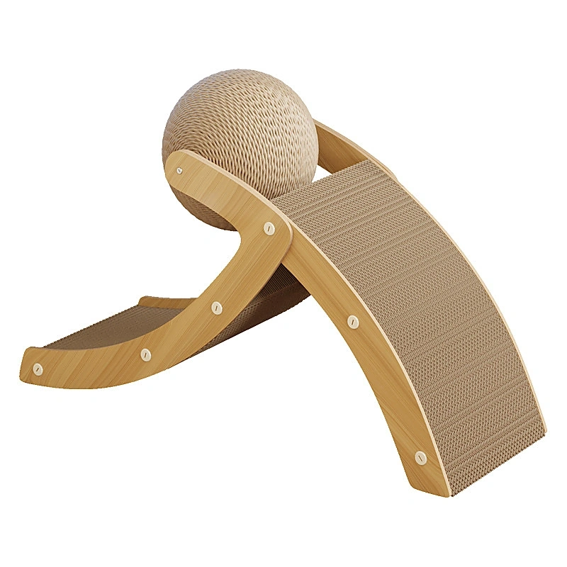 Curved Bridge Cat Scratcher with Sisal Ball - Model MZBJH006