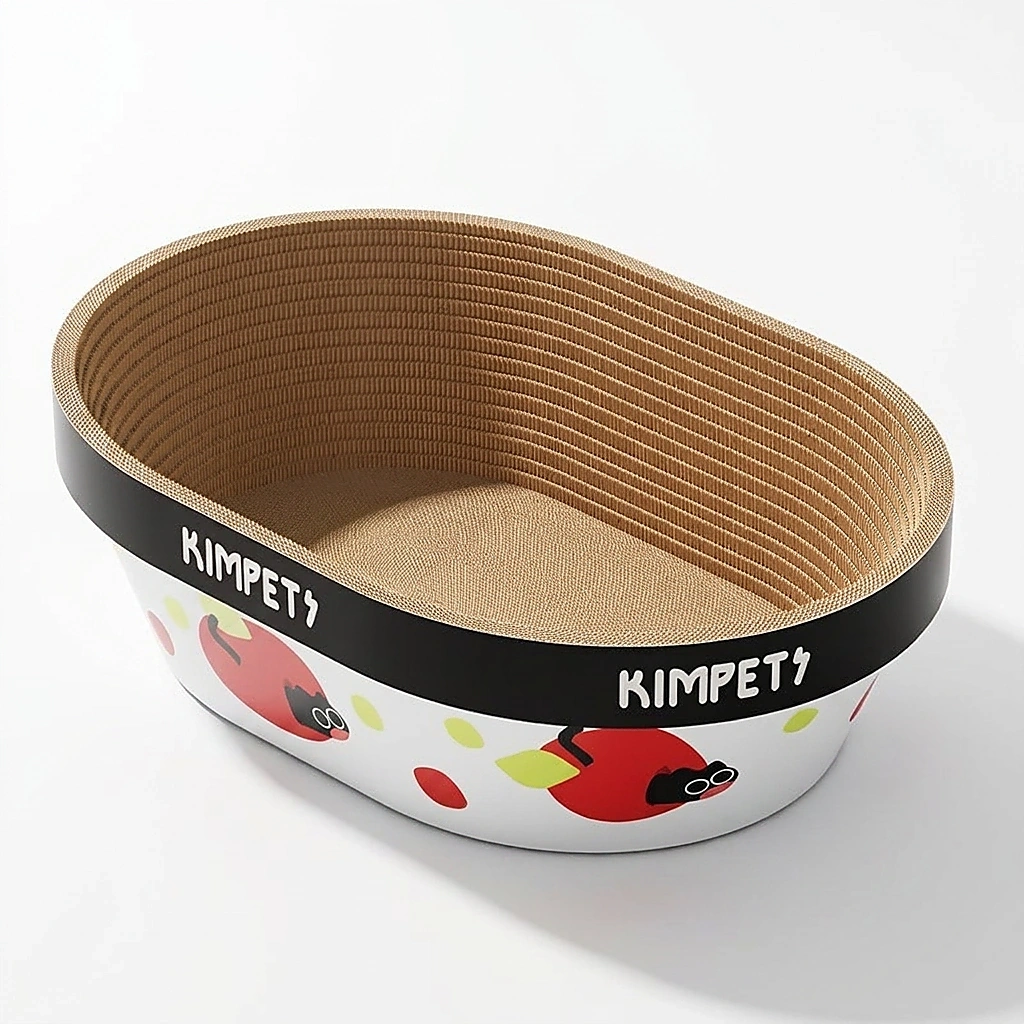 Deep Oval Corrugated Cat Scratcher Bed - Model MZBJH009