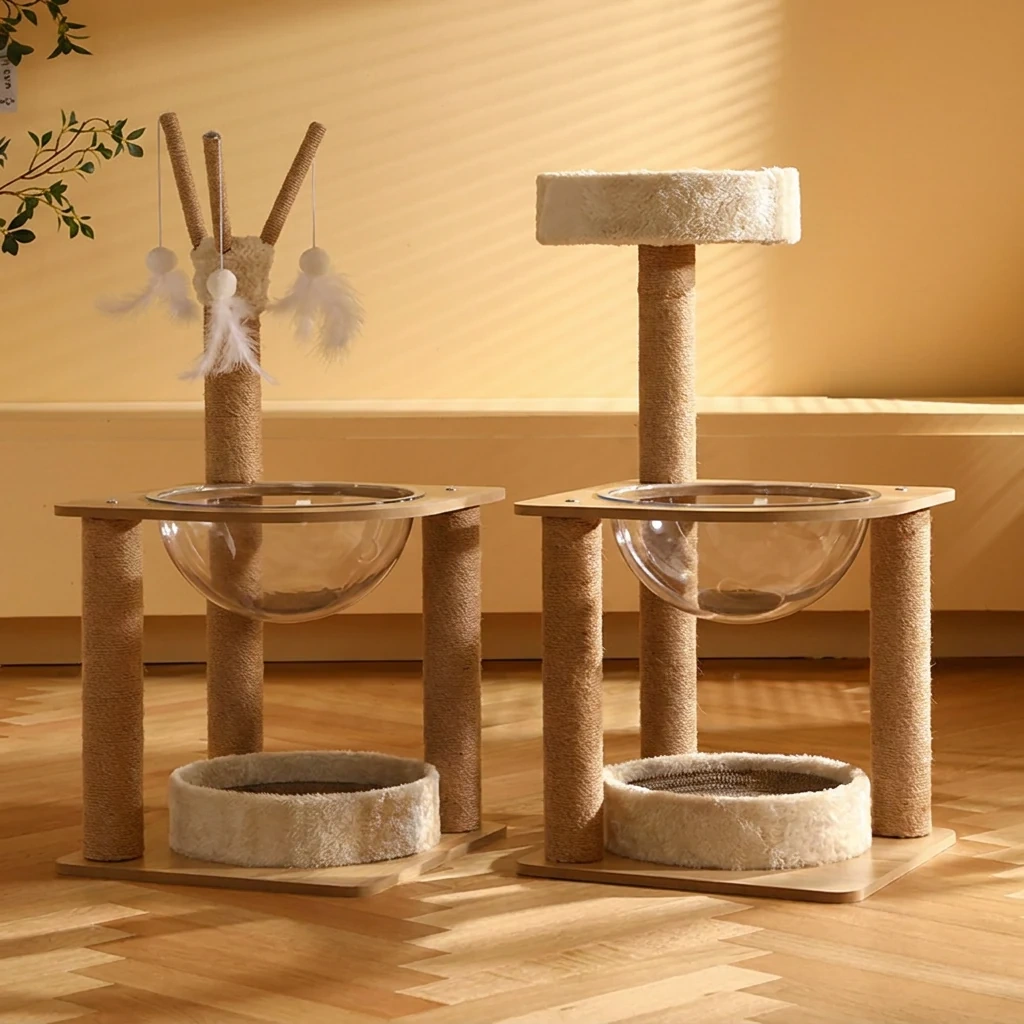 Wood Two-Level Cat Tree - Model MPJJH007