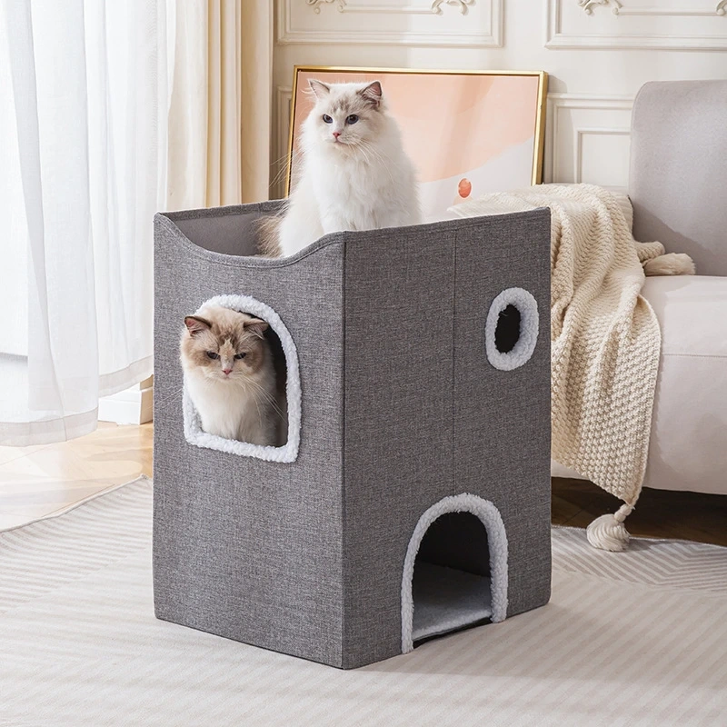 Three-Level Foldable Cat House