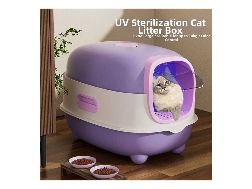 Large Covered Cat Litter Box with 180 Degree Lid