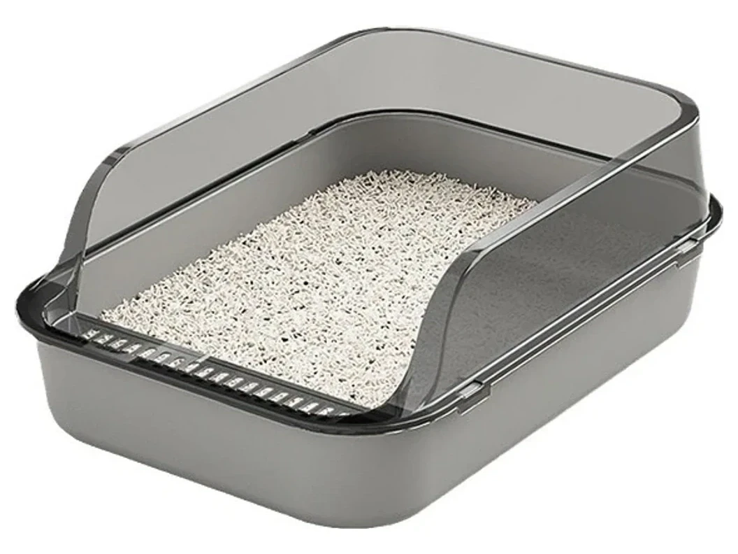 Semi-Enclosed Cat Litter Tray with High Walls image 1