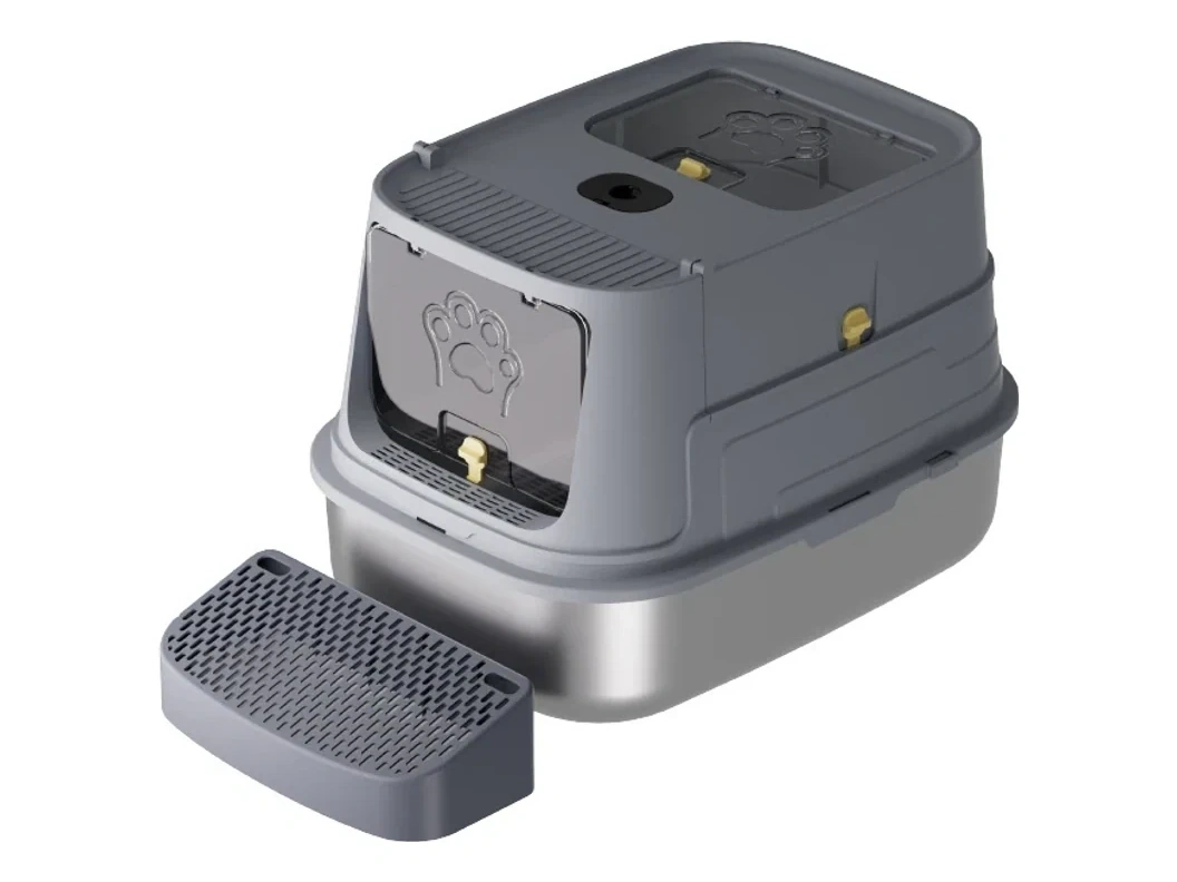 Flip-Top Stainless Steel Cat Litter Box